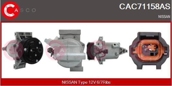 Casco CAC71158AS - Компресор, кондиціонер autocars.com.ua