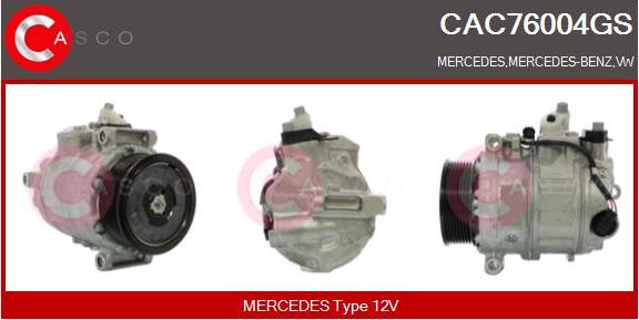 Casco CAC76004GS - Компресор, кондиціонер autocars.com.ua