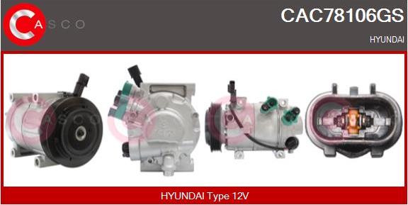 Casco CAC78106GS - Компресор, кондиціонер autocars.com.ua
