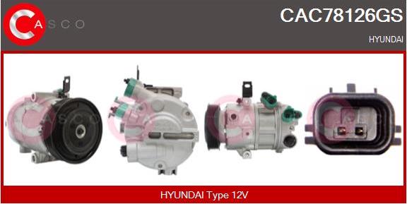 Casco CAC78126GS - Компресор, кондиціонер autocars.com.ua