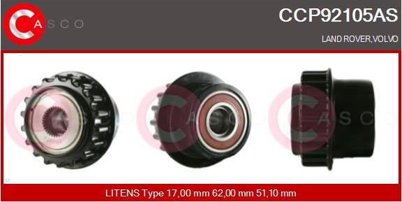 Casco CCP92105AS - Шкив генератора, муфта avtokuzovplus.com.ua