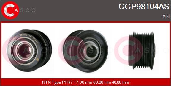 Casco CCP98104AS - Шкив генератора, муфта avtokuzovplus.com.ua