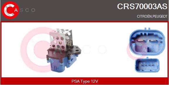 Casco CRS70003AS - Додатковий резистор, електромотор - вентилятор радіатора autocars.com.ua