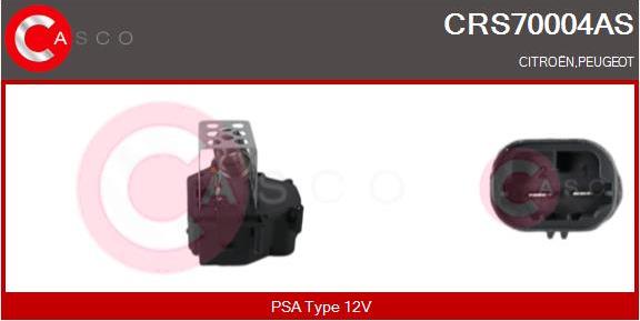Casco CRS70004AS - Додатковий резистор, електромотор - вентилятор радіатора autocars.com.ua