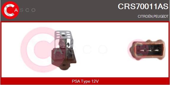 Casco CRS70011AS - Додатковий резистор, електромотор - вентилятор радіатора autocars.com.ua