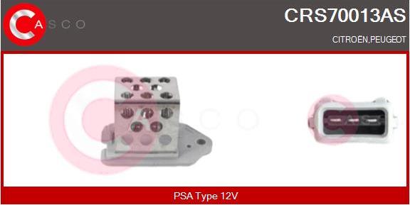 Casco CRS70013AS - Додатковий резистор, електромотор - вентилятор радіатора autocars.com.ua