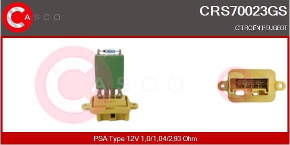 Casco CRS70023GS - Опір, реле, вентилятор салону autocars.com.ua