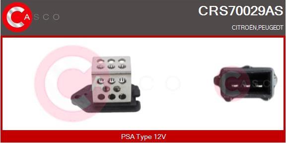 Casco CRS70029AS - Додатковий резистор, електромотор - вентилятор радіатора autocars.com.ua