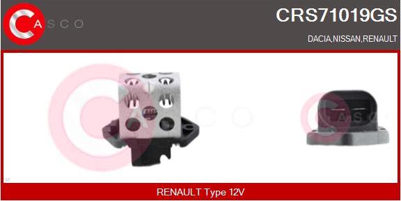Casco CRS71019GS - Додатковий резистор, електромотор - вентилятор радіатора autocars.com.ua