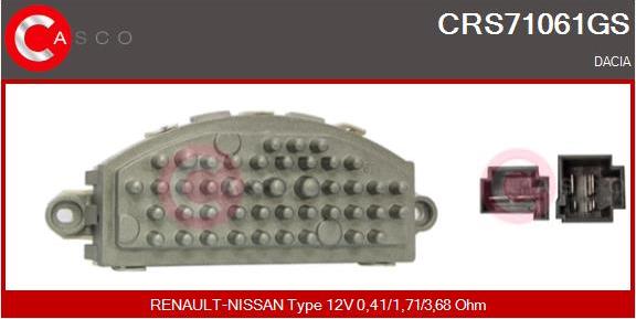Casco CRS71061GS - Опір, реле, вентилятор салону autocars.com.ua