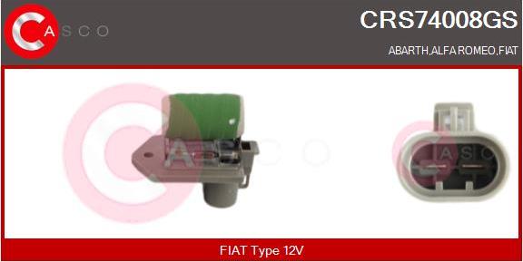 Casco CRS74008GS - Додатковий резистор, електромотор - вентилятор радіатора autocars.com.ua
