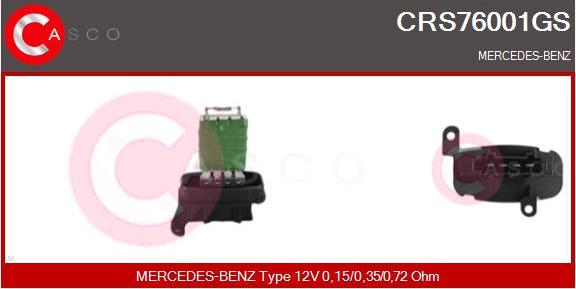 Casco CRS76001GS - Опір, реле, вентилятор салону autocars.com.ua