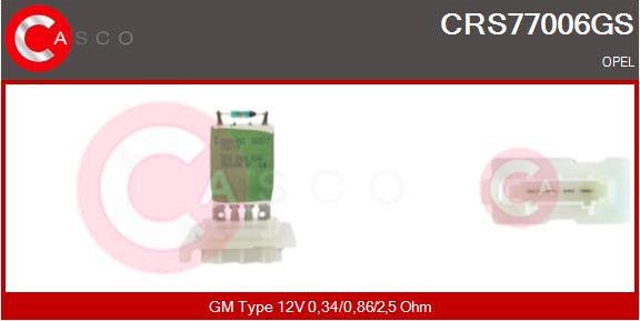 Casco CRS77006GS - Опір, реле, вентилятор салону autocars.com.ua