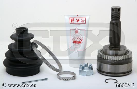CDX 6600/43 - Шарнірний комплект, ШРУС, приводний вал autocars.com.ua