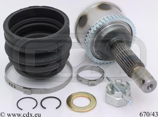 CDX 670/43 - Шарнірний комплект, ШРУС, приводний вал autocars.com.ua