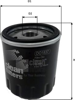Clean Filters DO1837 - Фільтр масляний Berlingo-Partner 1.8-1.9D-2.0HDI-1.1i-1.4i-1.8i 07.99>07 autocars.com.ua