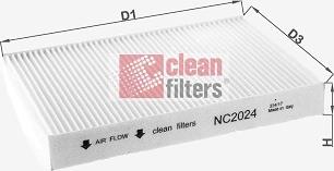 Clean Filters NC2024 - Фільтр, повітря у внутрішній простір autocars.com.ua