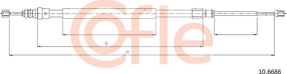 Cofle 10.6686 - Трос ручного гальма зад. Л-П Renault Megan II 2002- autocars.com.ua