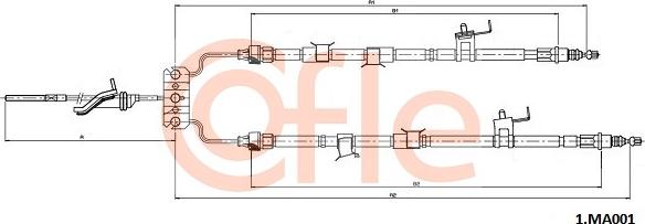 Cofle 1.MA001 - Тросик, cтояночный тормоз avtokuzovplus.com.ua