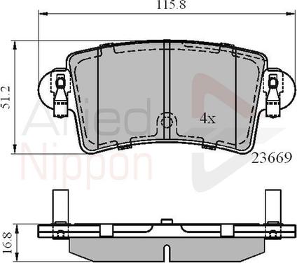 Comline ADB01036 - Тормозные колодки, дисковые, комплект avtokuzovplus.com.ua