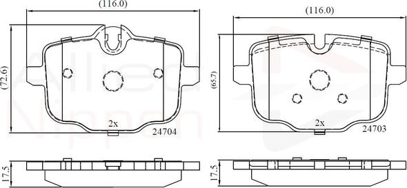 Comline ADB06072 - Тормозные колодки, дисковые, комплект avtokuzovplus.com.ua