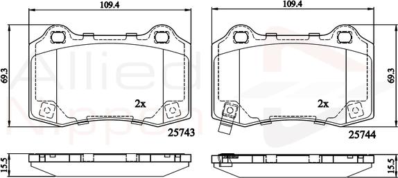 Comline ADB32308 - Тормозные колодки, дисковые, комплект avtokuzovplus.com.ua