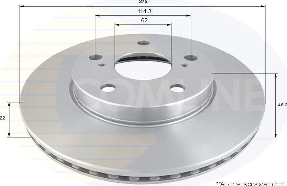 Comline ADC01140V - Гальмівний диск autocars.com.ua