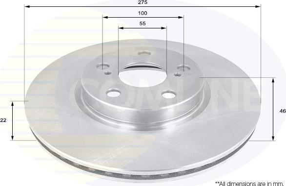 Comline ADC01155V - Тормозной диск autodnr.net