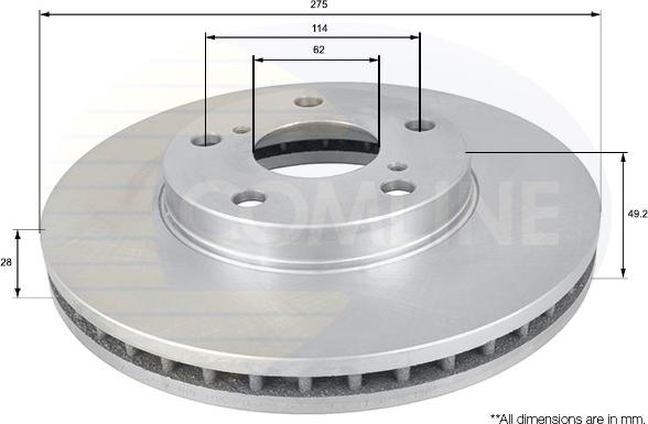 Comline ADC0145V - Гальмівний диск autocars.com.ua