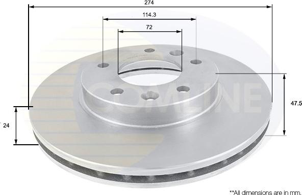 Comline ADC1018V - Тормозной диск avtokuzovplus.com.ua