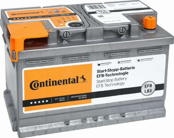 Continental 2800012004280 - Стартерная аккумуляторная батарея, АКБ autodnr.net