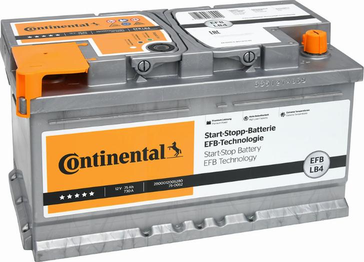 Continental 2800012005280 - Стартерная аккумуляторная батарея, АКБ autodnr.net