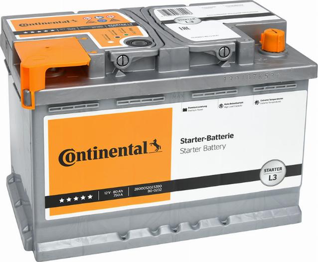 Continental 2800012023280 - Стартерная аккумуляторная батарея, АКБ autodnr.net