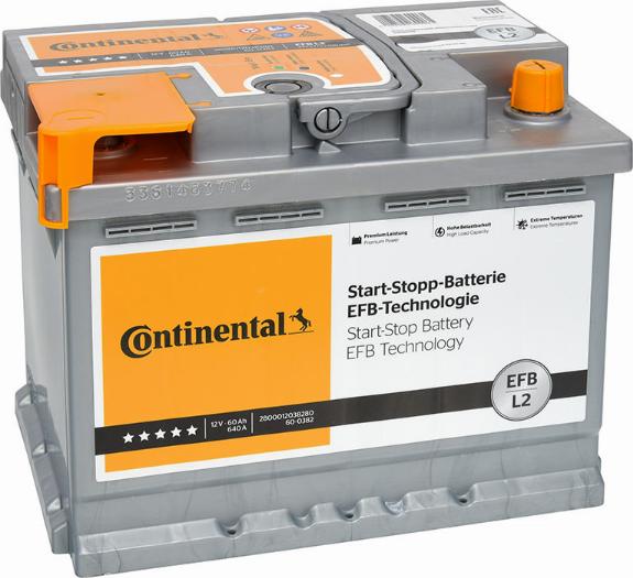 Continental 2800012038280 - Стартерная аккумуляторная батарея, АКБ autodnr.net