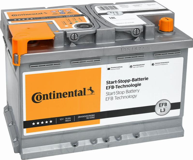 CONTINENTAL 2800012039280 - Стартерна акумуляторна батарея, АКБ autocars.com.ua