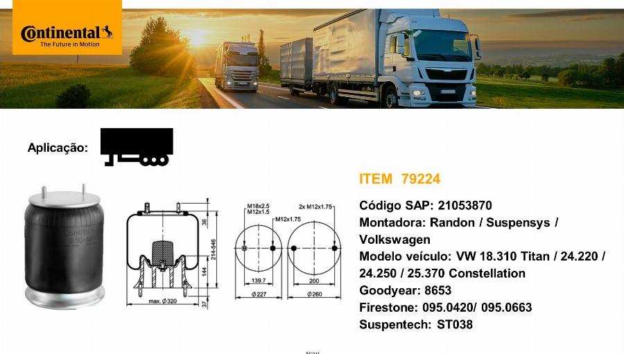 CONTINENTAL 79224 - Пневматична ресора, ходова частина autocars.com.ua