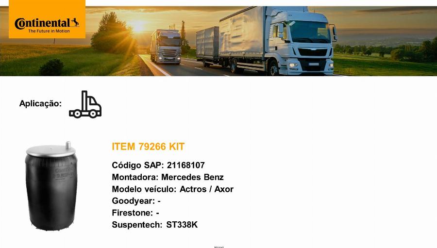 CONTINENTAL 79266 KIT - Пневматична ресора, ходова частина autocars.com.ua