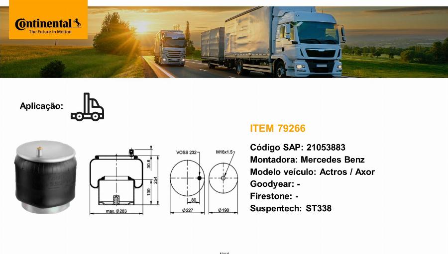 CONTINENTAL 79266 - Пневматична ресора, ходова частина autocars.com.ua