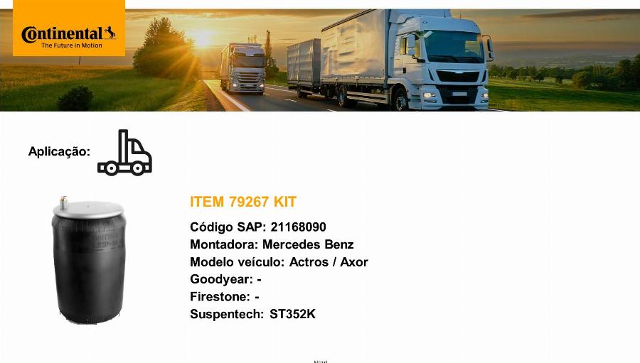 CONTINENTAL 79267 KIT - Пневматична ресора, ходова частина autocars.com.ua