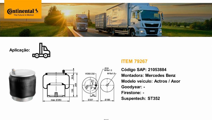 CONTINENTAL 79267 - Пневматична ресора, ходова частина autocars.com.ua