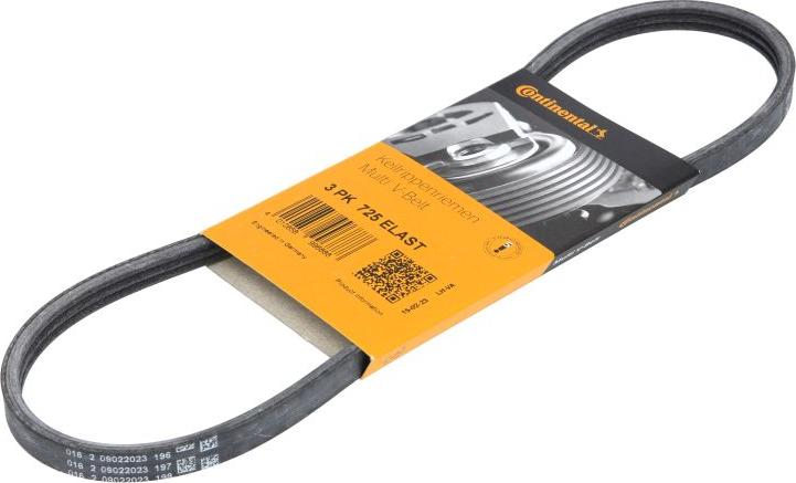 CONTINENTAL 3 PK 725 ELAST - Поликлиновой ремінь autocars.com.ua