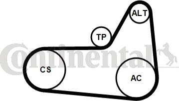 CONTINENTAL 6 PK 1180 K4 - Поликлиновий ремінний комплект autocars.com.ua