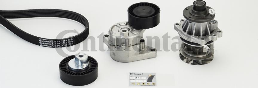 Contitech 6PK1555WP2 - Водяной насос + комплект ручейковых ремней autodnr.net