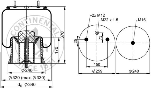 Contitech AIR Spring 4022 N P07 - Кожух пневматичної ресори autocars.com.ua