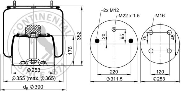 Contitech AIR Spring 725 N P03 - Кожух пневматичної ресори autocars.com.ua