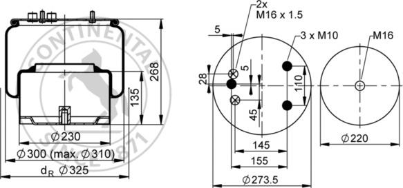 Contitech AIR Spring 836 M2 K1 - Кожух пневматичної ресори autocars.com.ua