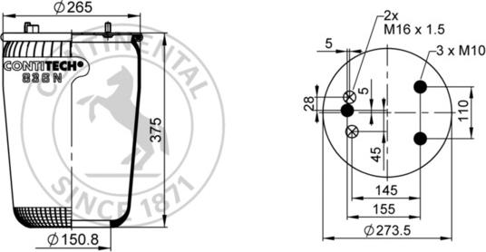 Contitech AIR Spring 836 M2 - Кожух пневматичної ресори autocars.com.ua