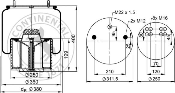 Contitech AIR Spring 881 MB P30 - Кожух пневматичної ресори autocars.com.ua