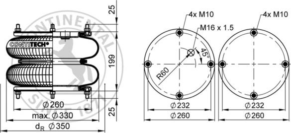 Contitech AIR Spring FD 412-18 P01 - Кожух пневматичної ресори autocars.com.ua