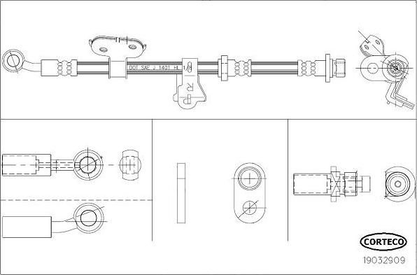 Corteco 19032909 - Гальмівний шланг autocars.com.ua